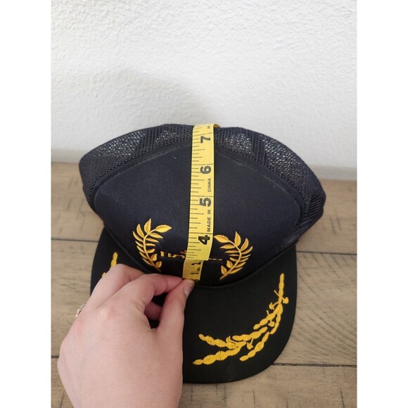 Vintage Hawaii Snapback Trucker Hat Black Cap Mesh Foam Rope Gold Leaf - Picture 9 of 9